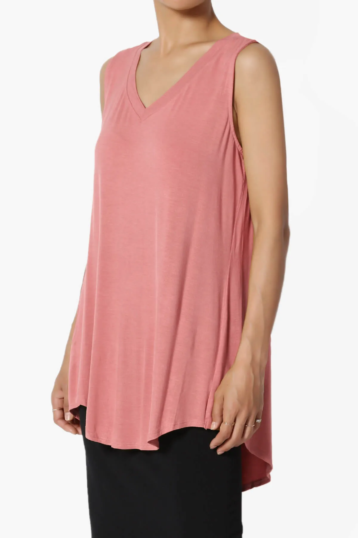 Myles Sleeveless V-Neck Luxe Jersey Top PLUS