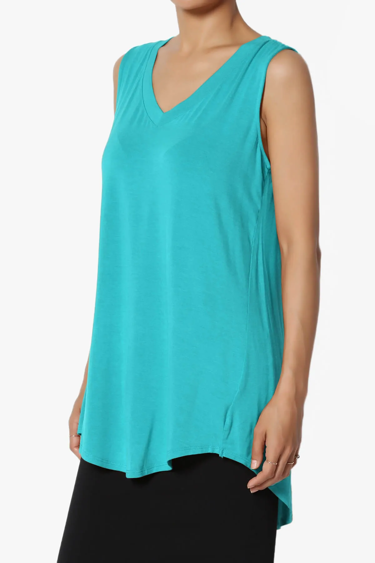 Myles Sleeveless V-Neck Luxe Jersey Top PLUS