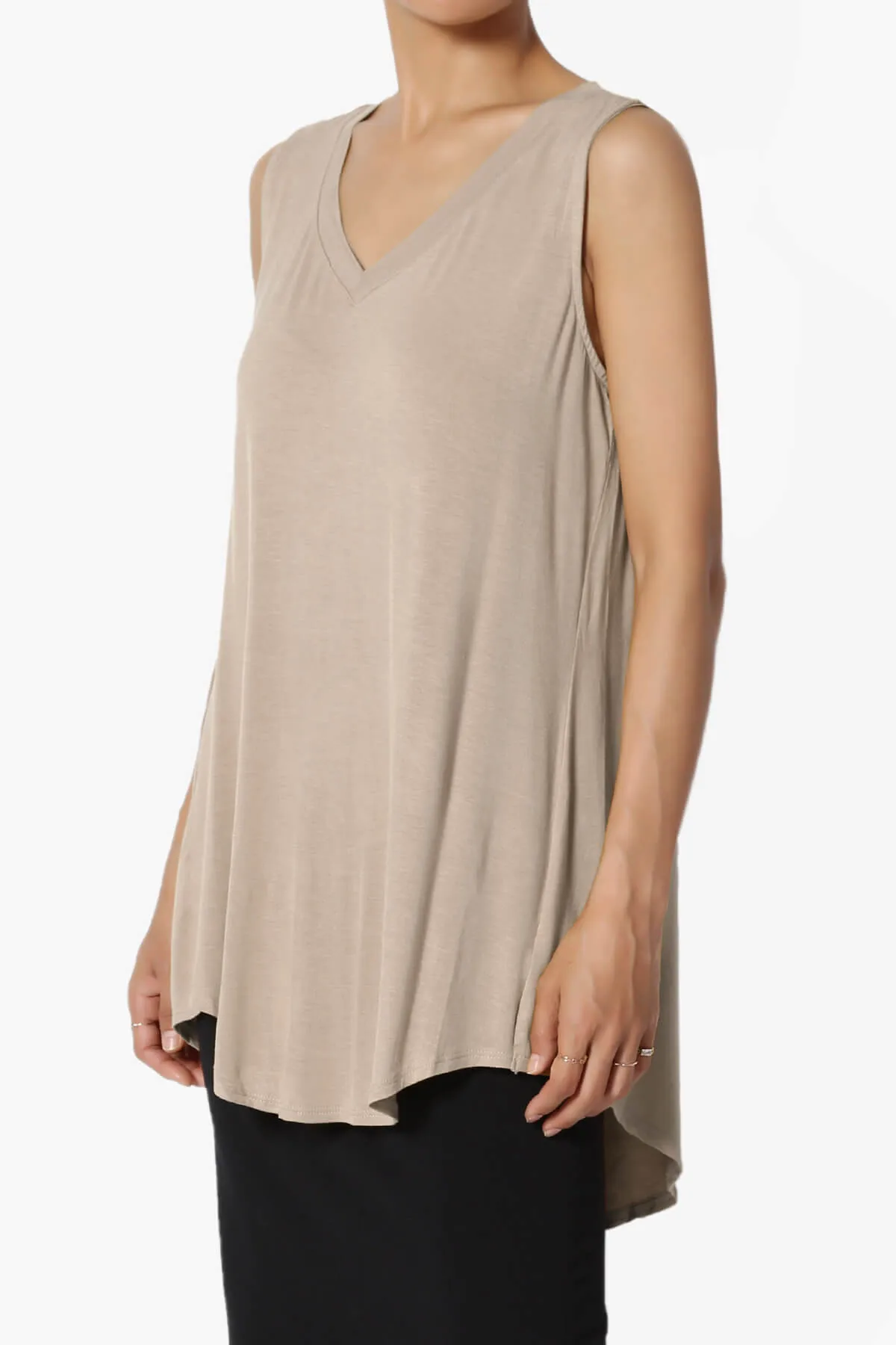 Myles Sleeveless V-Neck Luxe Jersey Top PLUS