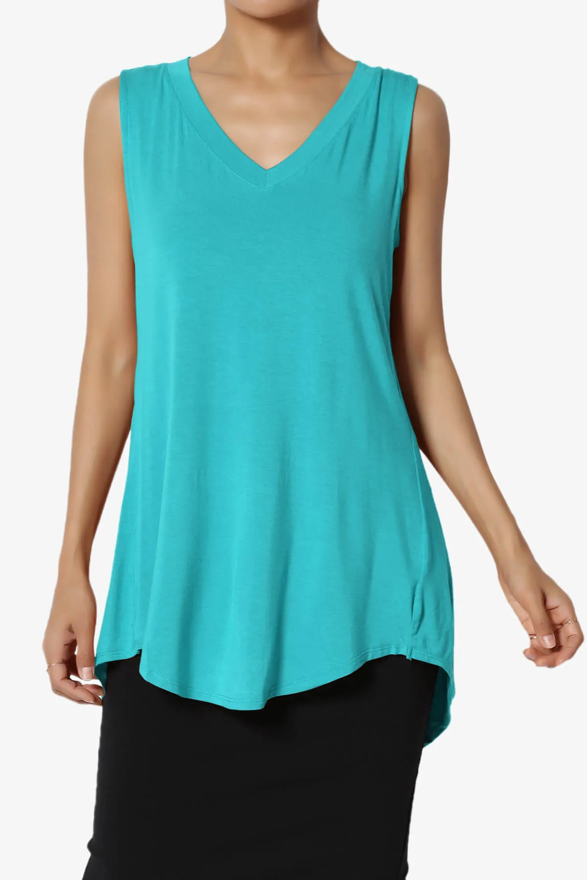 Myles Sleeveless V-Neck Luxe Jersey Top PLUS
