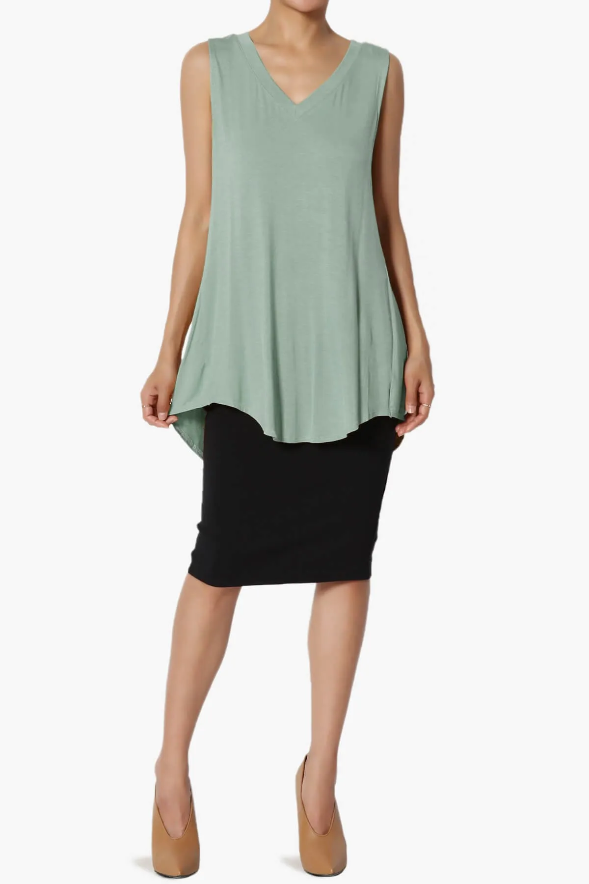 Myles Sleeveless V-Neck Luxe Jersey Top PLUS