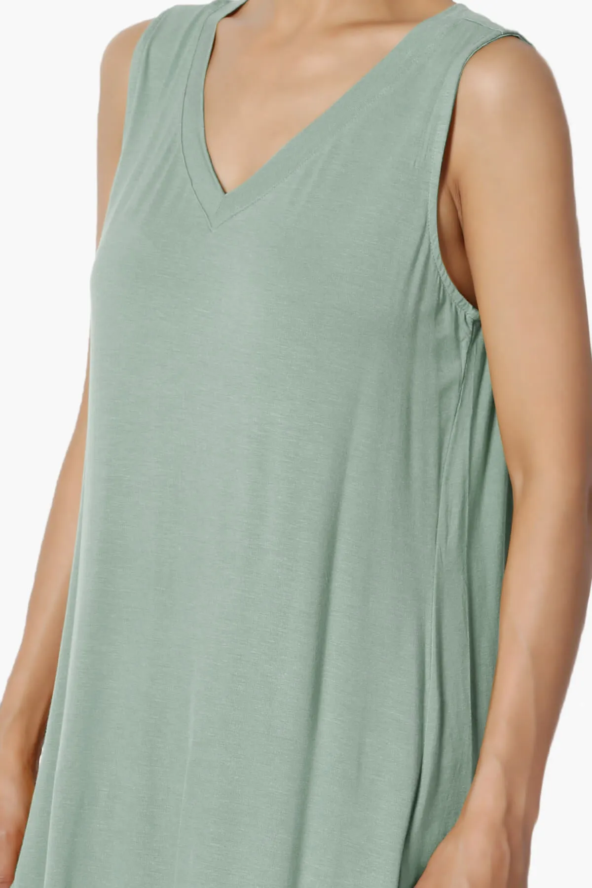 Myles Sleeveless V-Neck Luxe Jersey Top PLUS