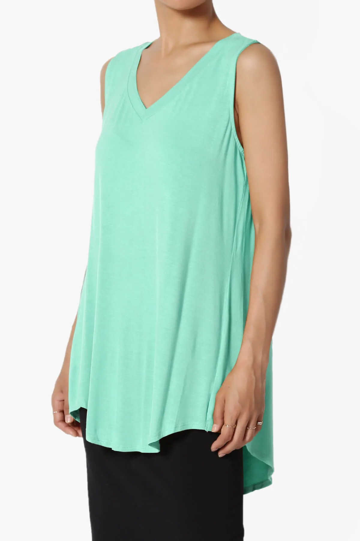 Myles Sleeveless V-Neck Luxe Jersey Top PLUS