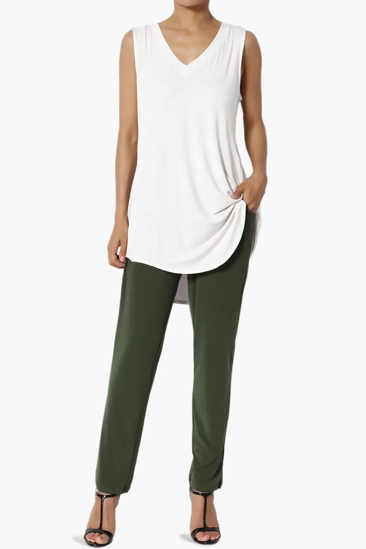 Myles Sleeveless V-Neck Luxe Jersey Top PLUS