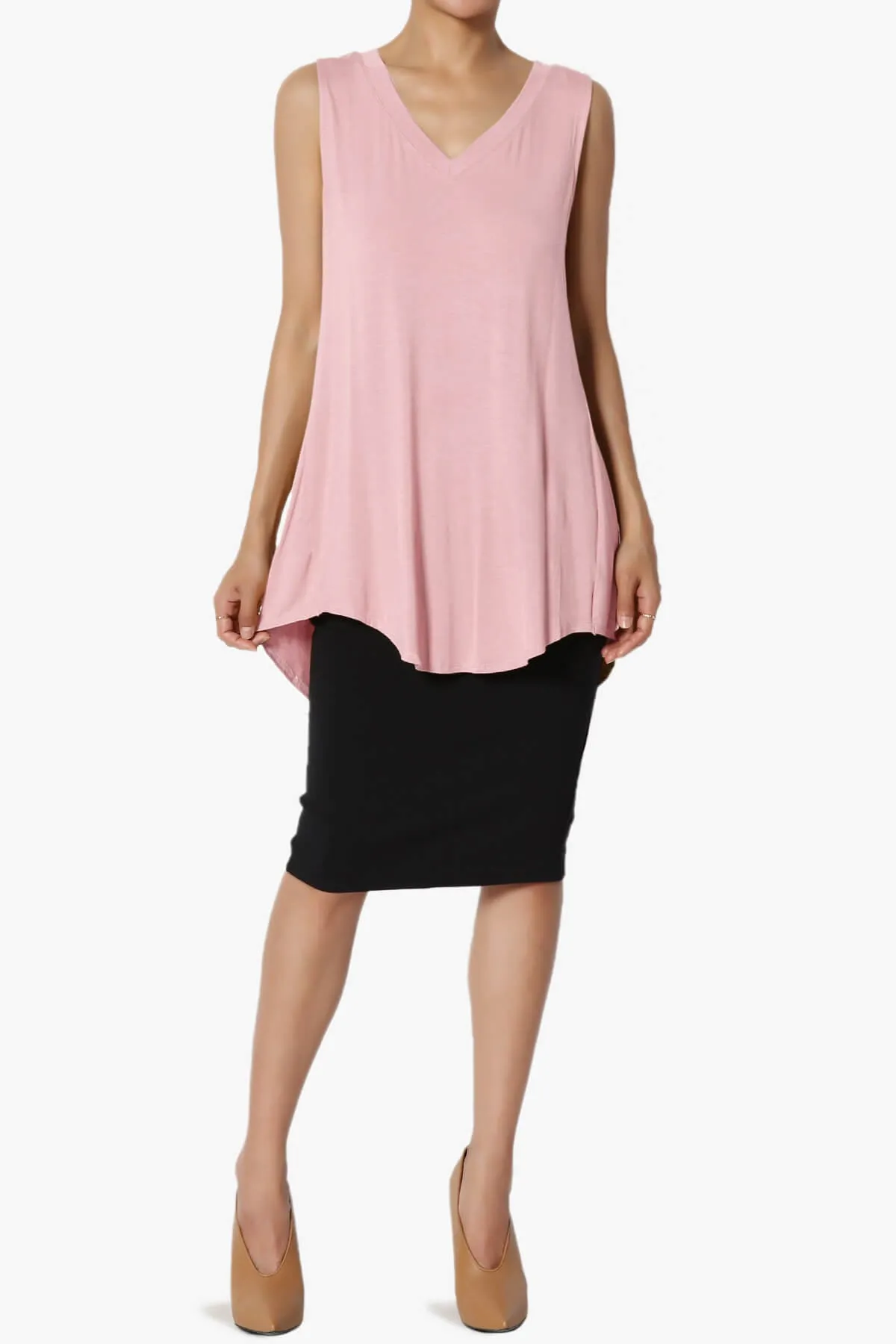 Myles Sleeveless V-Neck Luxe Jersey Top PLUS