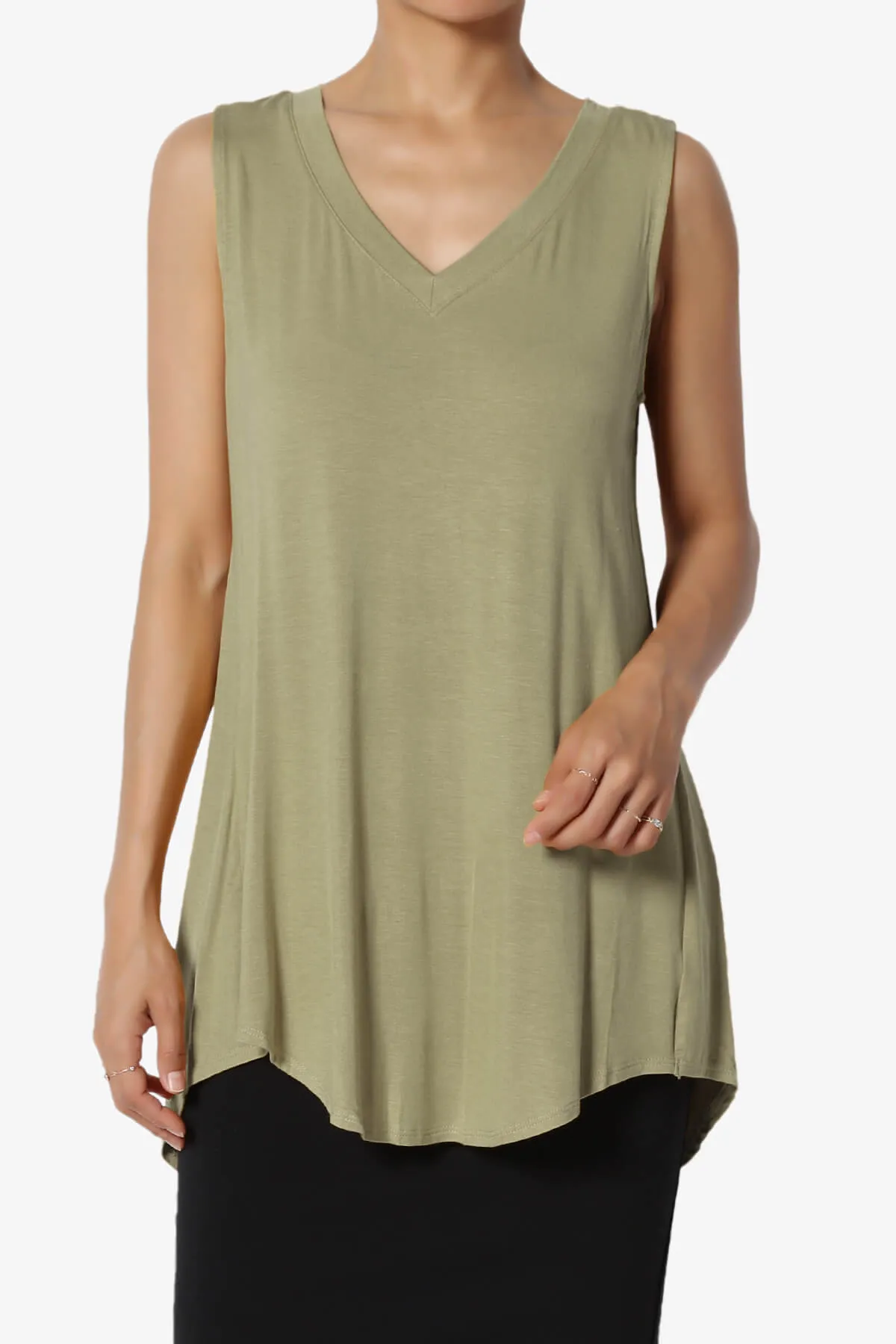 Myles Sleeveless V-Neck Luxe Jersey Top PLUS