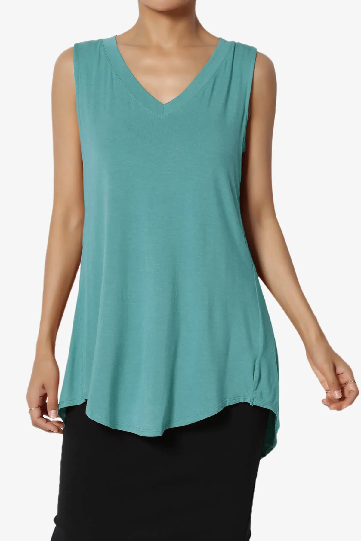 Myles Sleeveless V-Neck Luxe Jersey Top PLUS