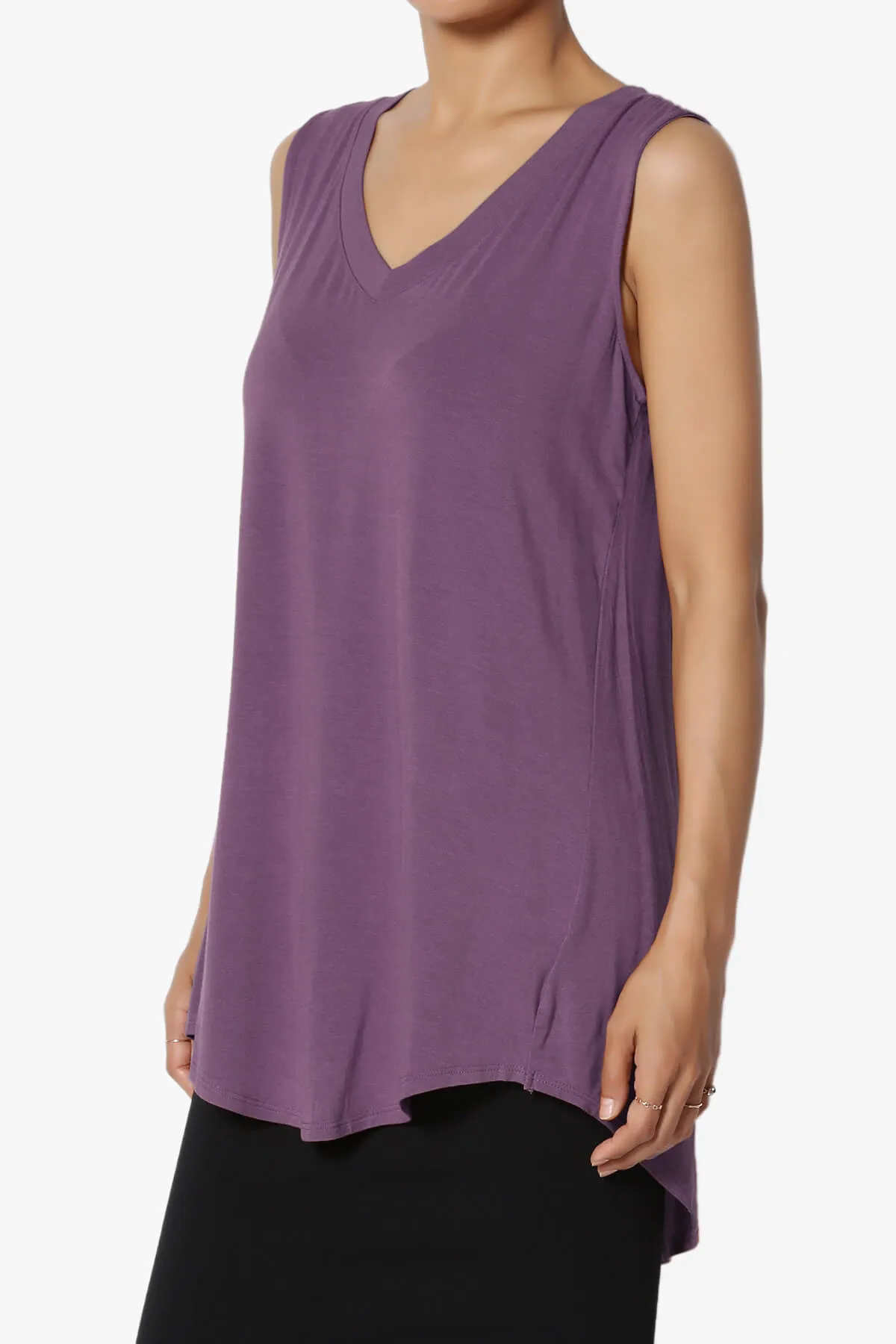 Myles Sleeveless V-Neck Luxe Jersey Top PLUS