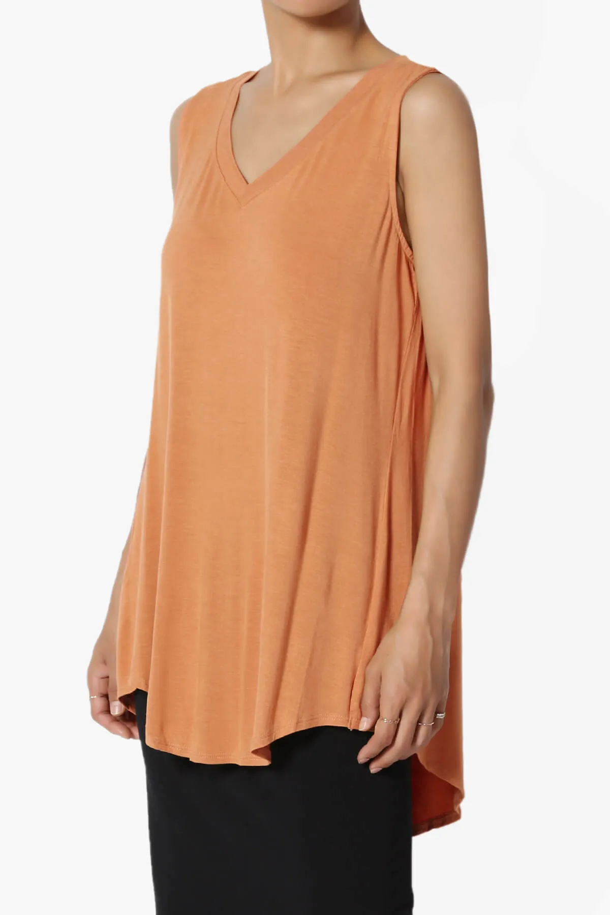 Myles Sleeveless V-Neck Luxe Jersey Top PLUS