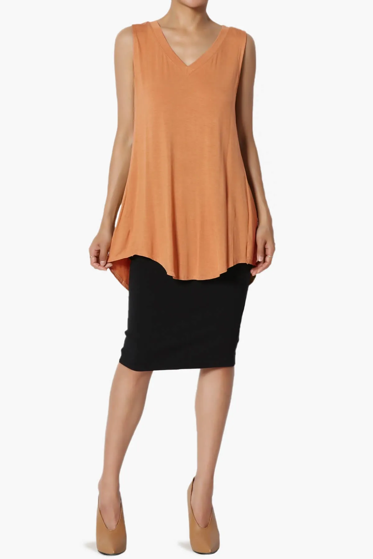 Myles Sleeveless V-Neck Luxe Jersey Top PLUS