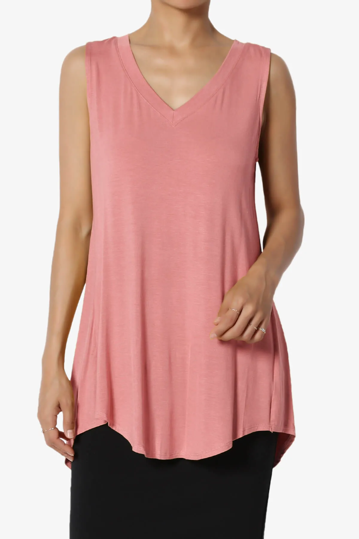 Myles Sleeveless V-Neck Luxe Jersey Top PLUS