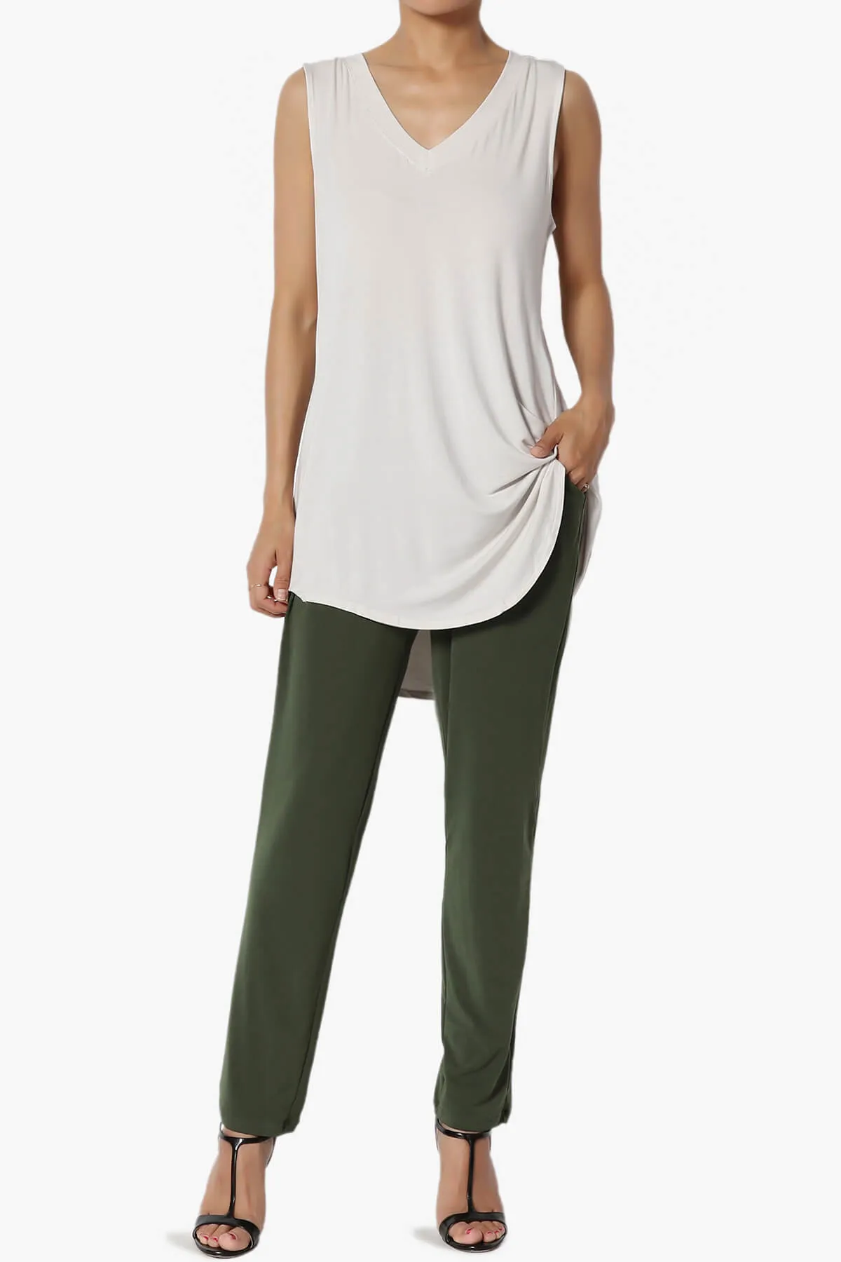 Myles Sleeveless V-Neck Luxe Jersey Top PLUS