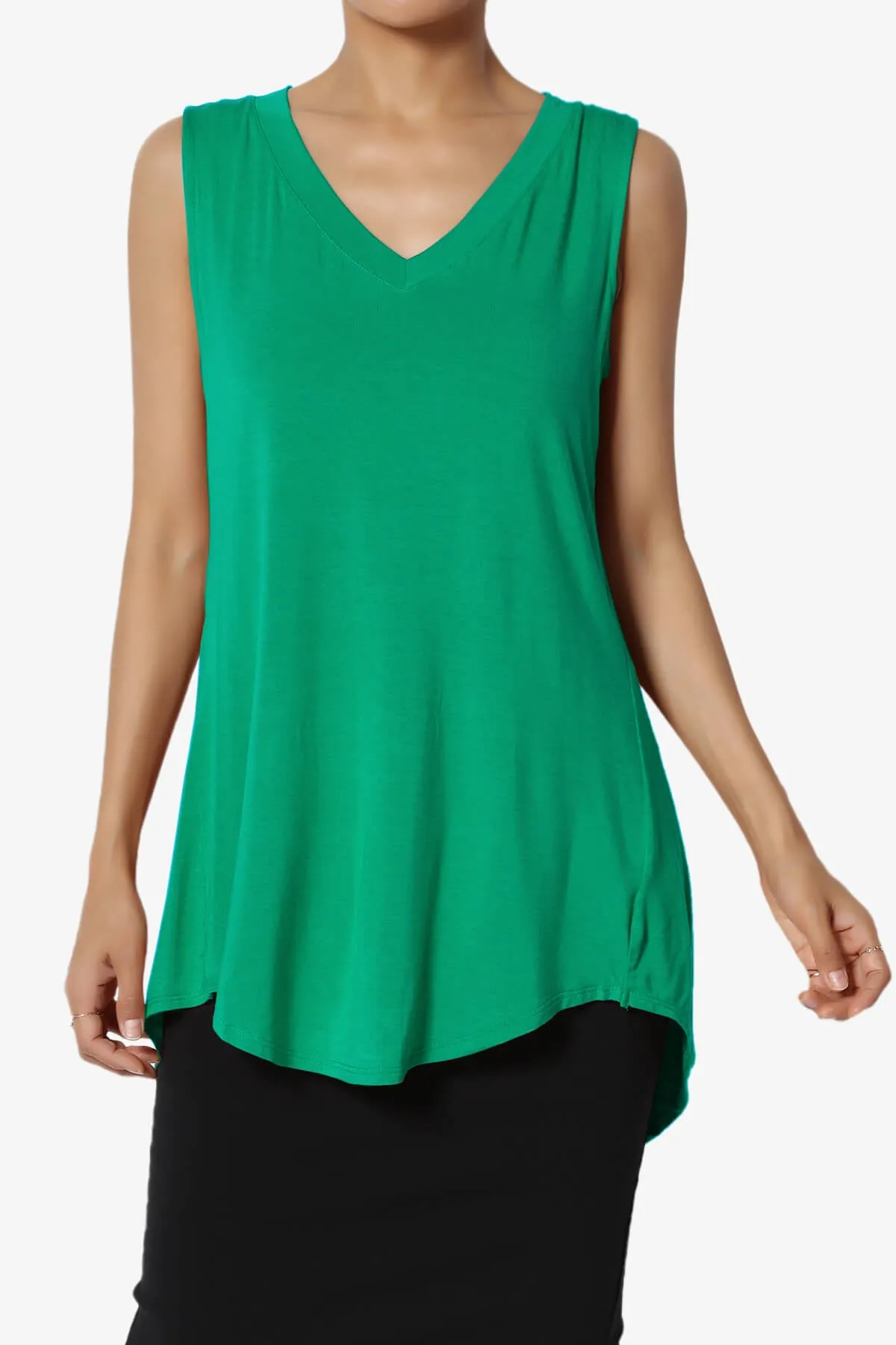 Myles Sleeveless V-Neck Luxe Jersey Top PLUS