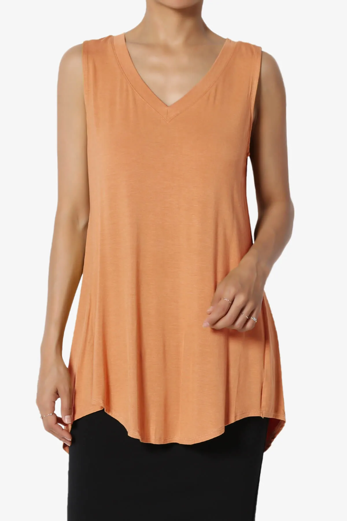 Myles Sleeveless V-Neck Luxe Jersey Top PLUS