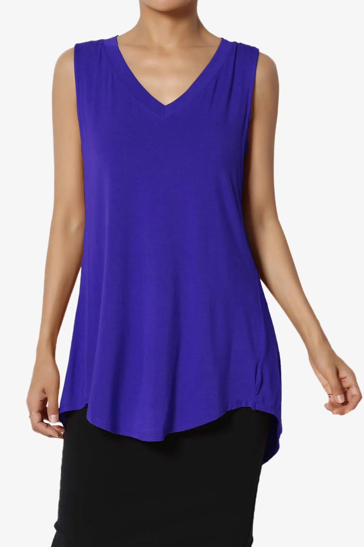 Myles Sleeveless V-Neck Luxe Jersey Top PLUS