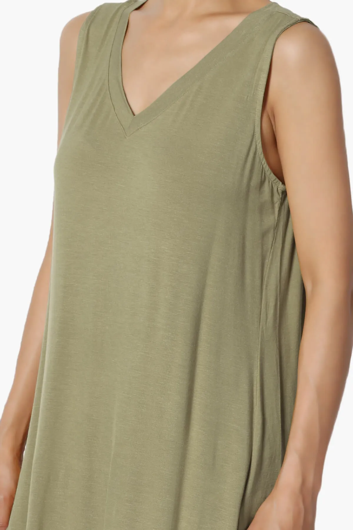 Myles Sleeveless V-Neck Luxe Jersey Top PLUS