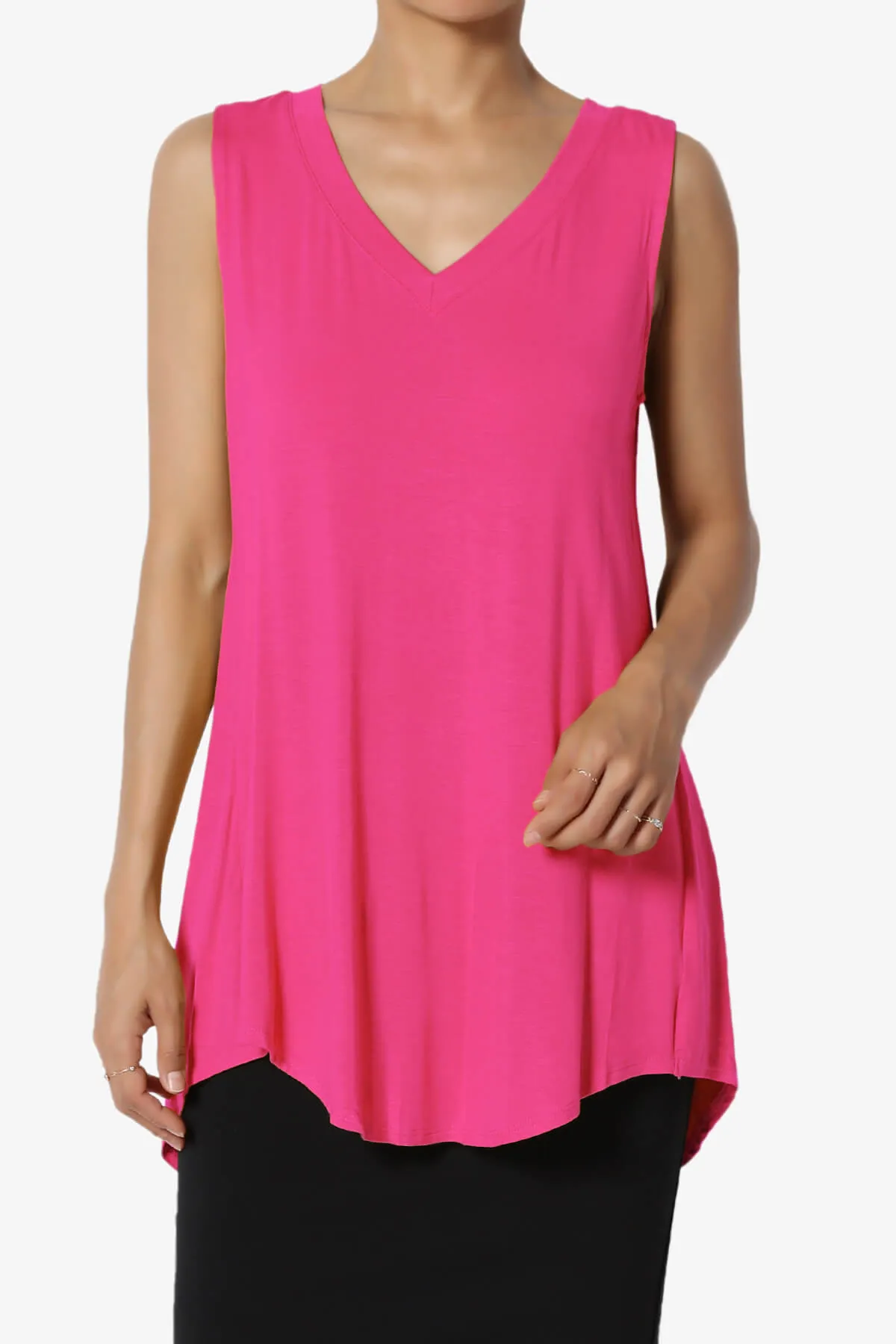 Myles Sleeveless V-Neck Luxe Jersey Top PLUS