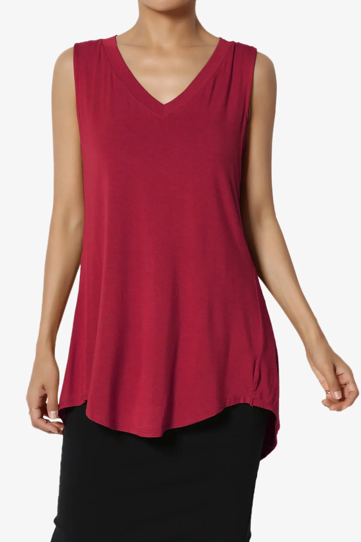 Myles Sleeveless V-Neck Luxe Jersey Top PLUS