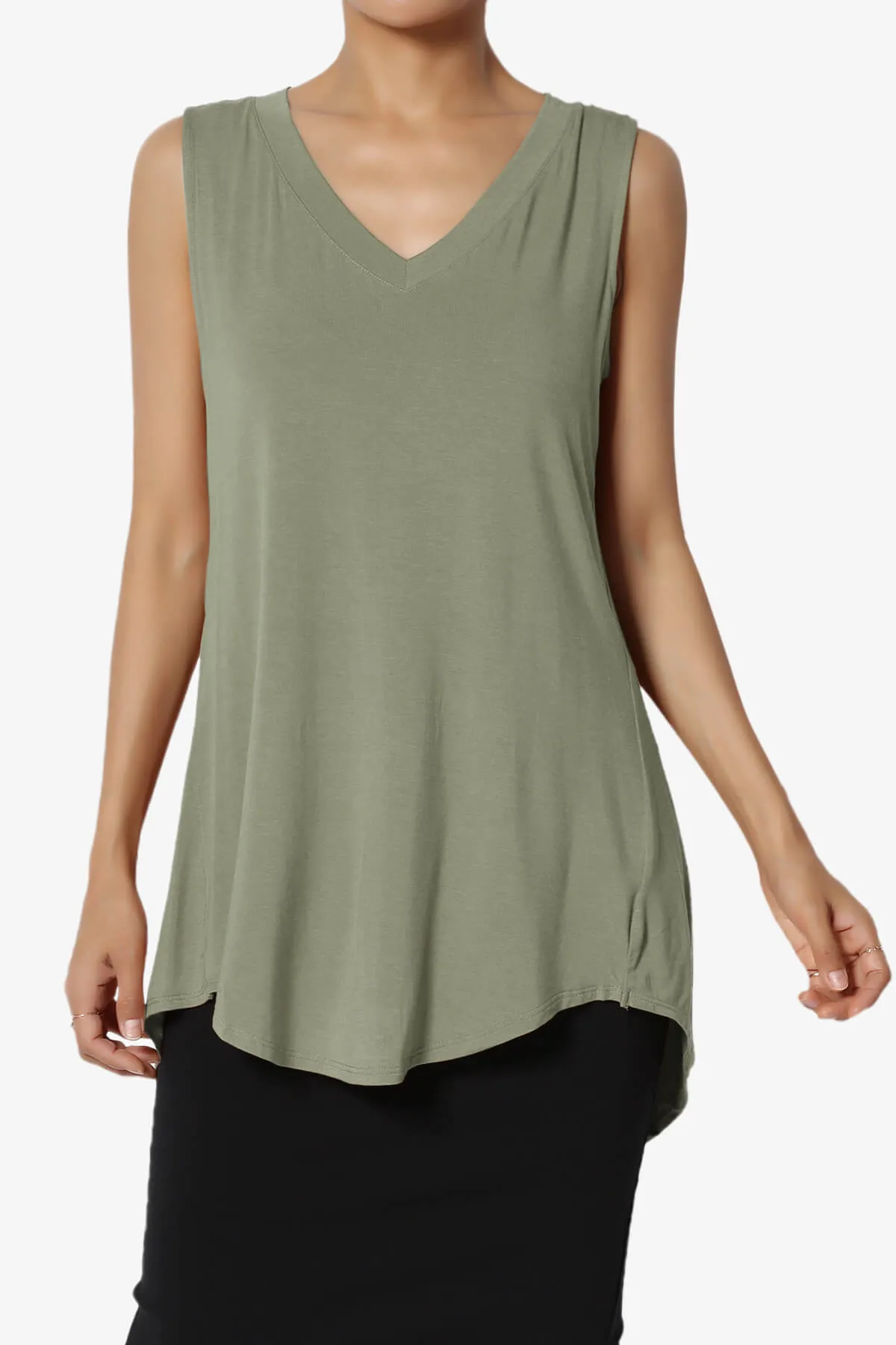 Myles Sleeveless V-Neck Luxe Jersey Top PLUS