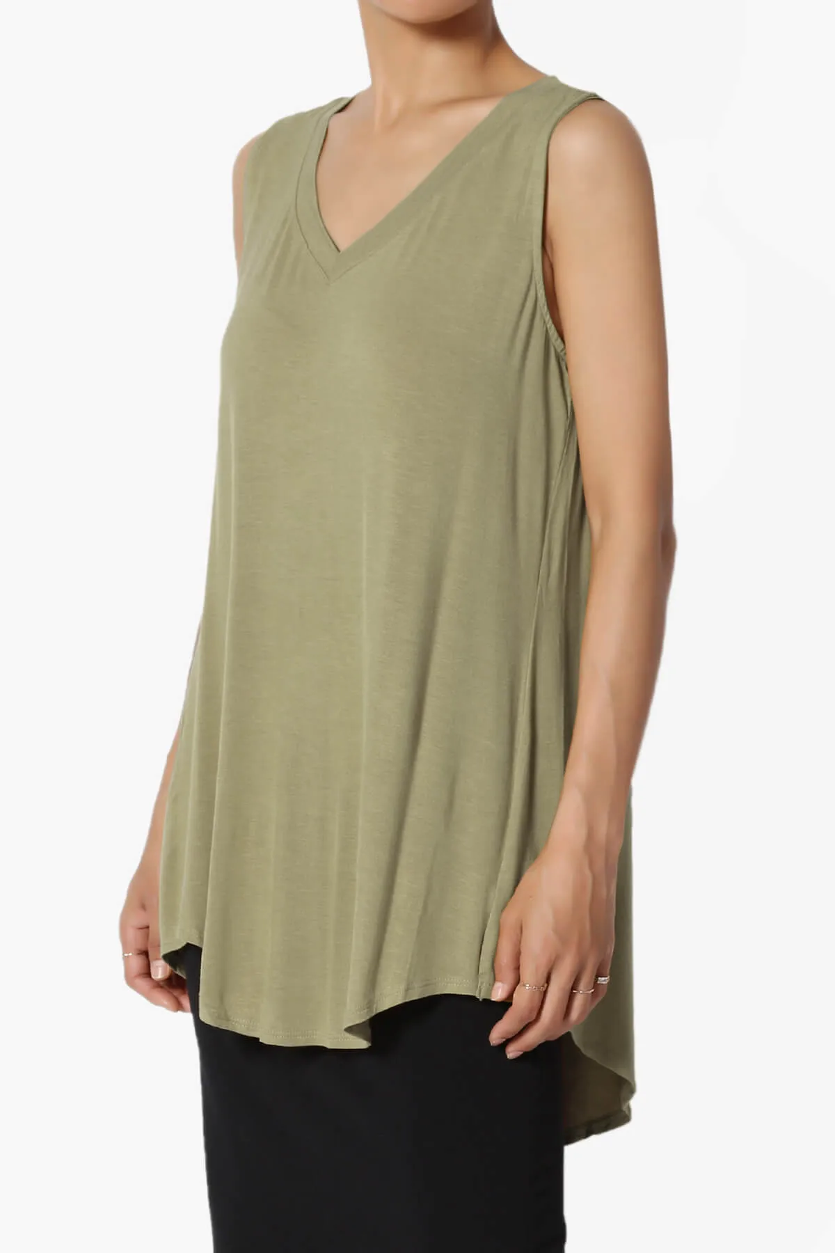Myles Sleeveless V-Neck Luxe Jersey Top PLUS