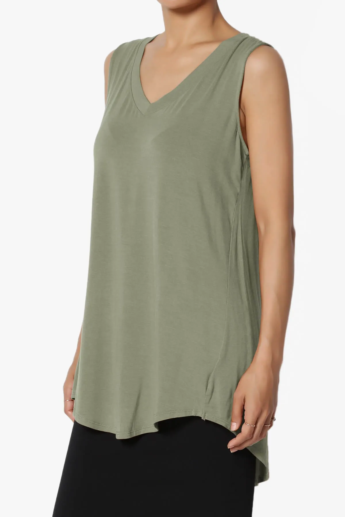 Myles Sleeveless V-Neck Luxe Jersey Top PLUS
