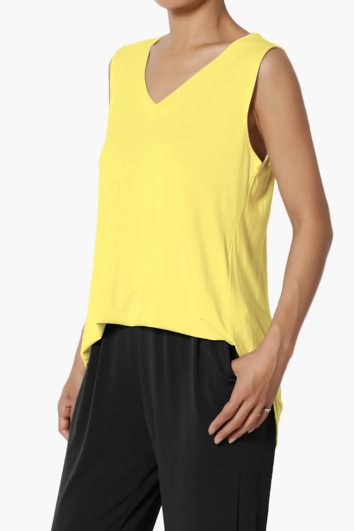 Myles Sleeveless V-Neck Luxe Jersey Top PLUS