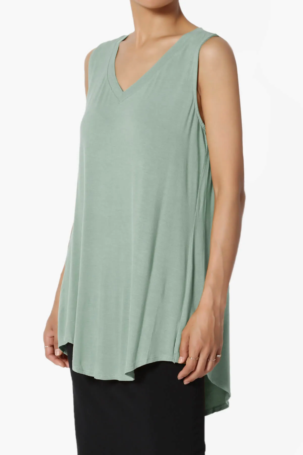 Myles Sleeveless V-Neck Luxe Jersey Top PLUS