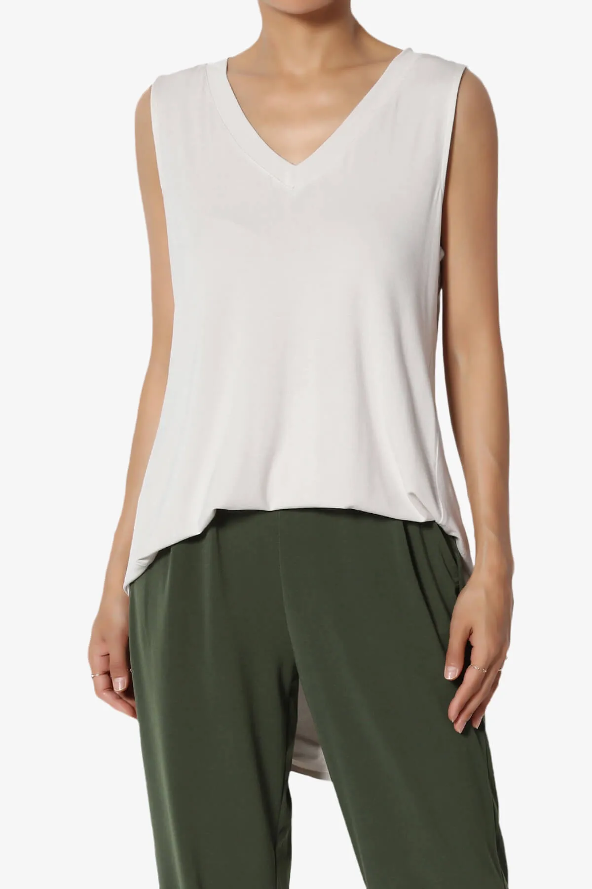 Myles Sleeveless V-Neck Luxe Jersey Top PLUS