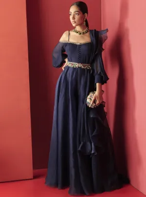 Navy Blue Flared Jumpsuit