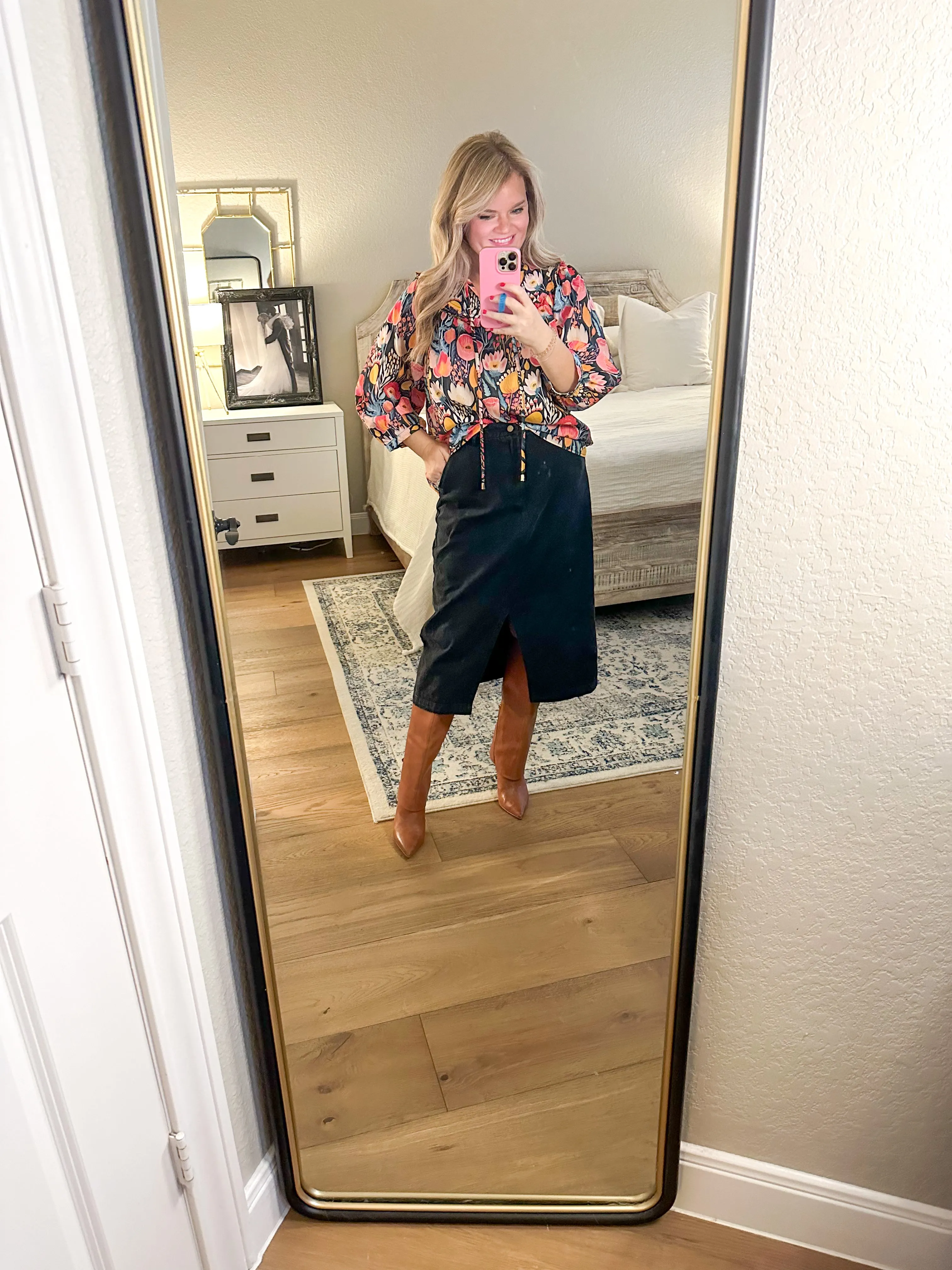 Navy Bright Floral Blouse