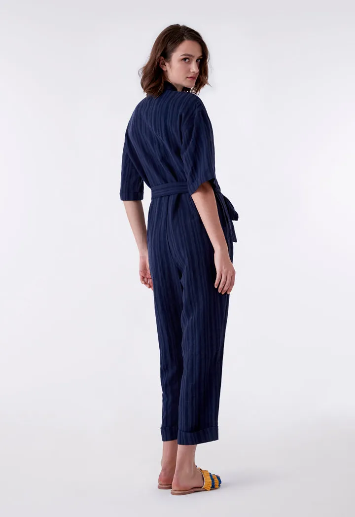 Navy Striped Jumpsuit