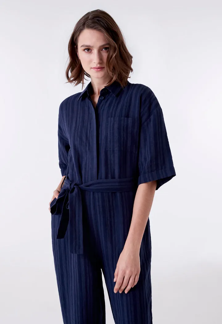 Navy Striped Jumpsuit
