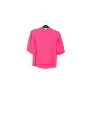 Neon pink top with puffed sleeves