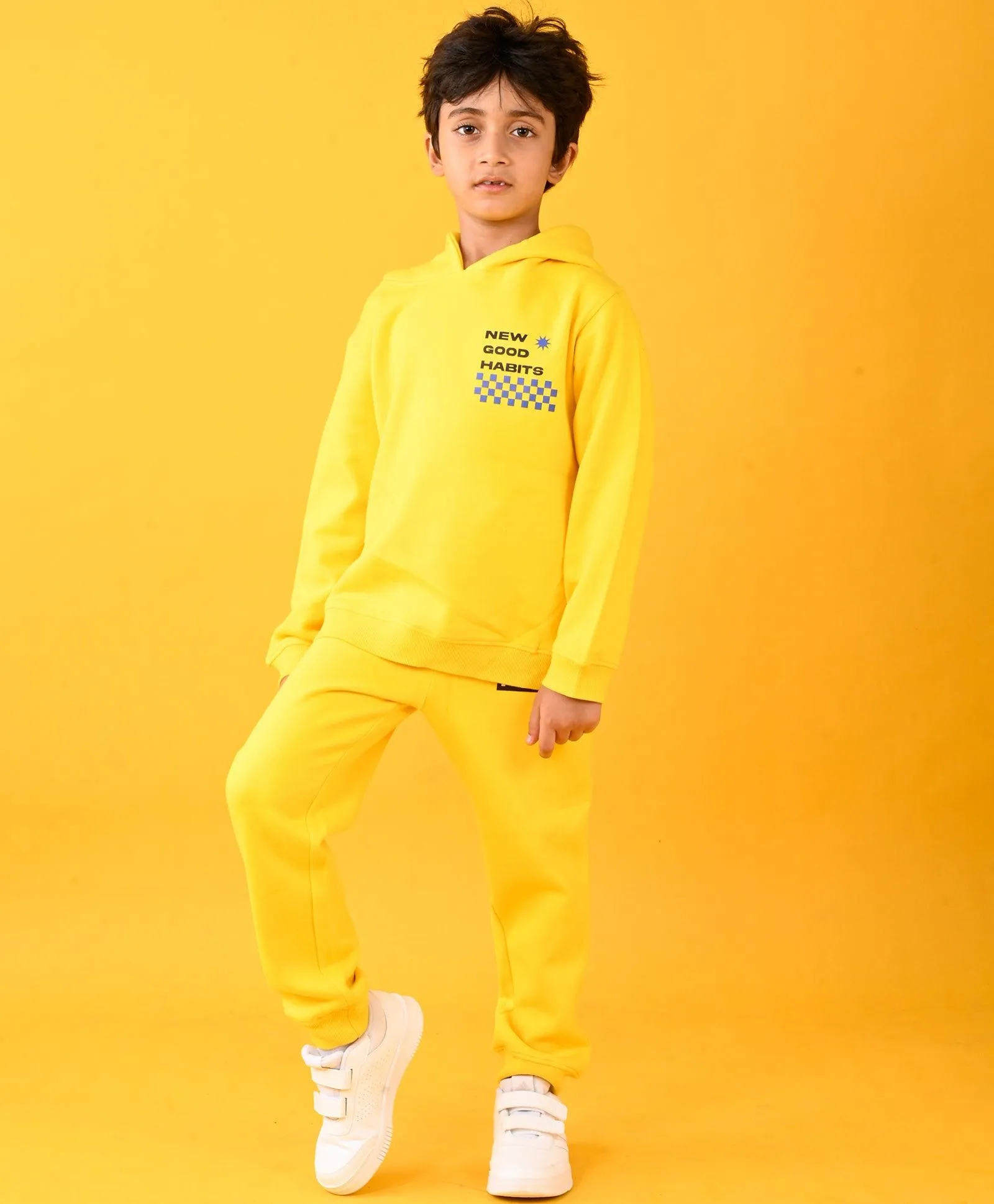 NEW GOOD HABITS YELLOW FLEECE HOODIE JOGGER SET - YELLOW