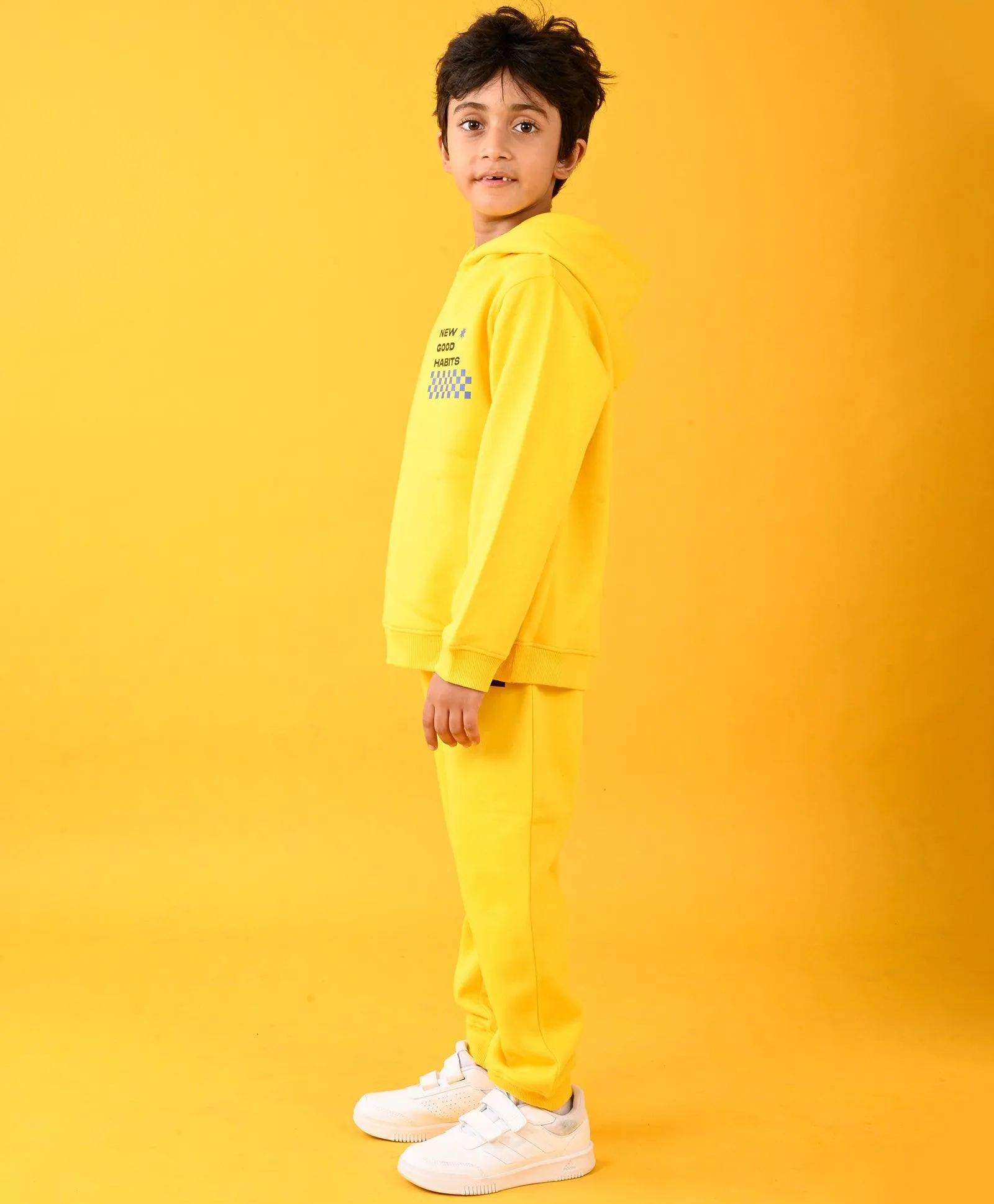 NEW GOOD HABITS YELLOW FLEECE HOODIE JOGGER SET - YELLOW
