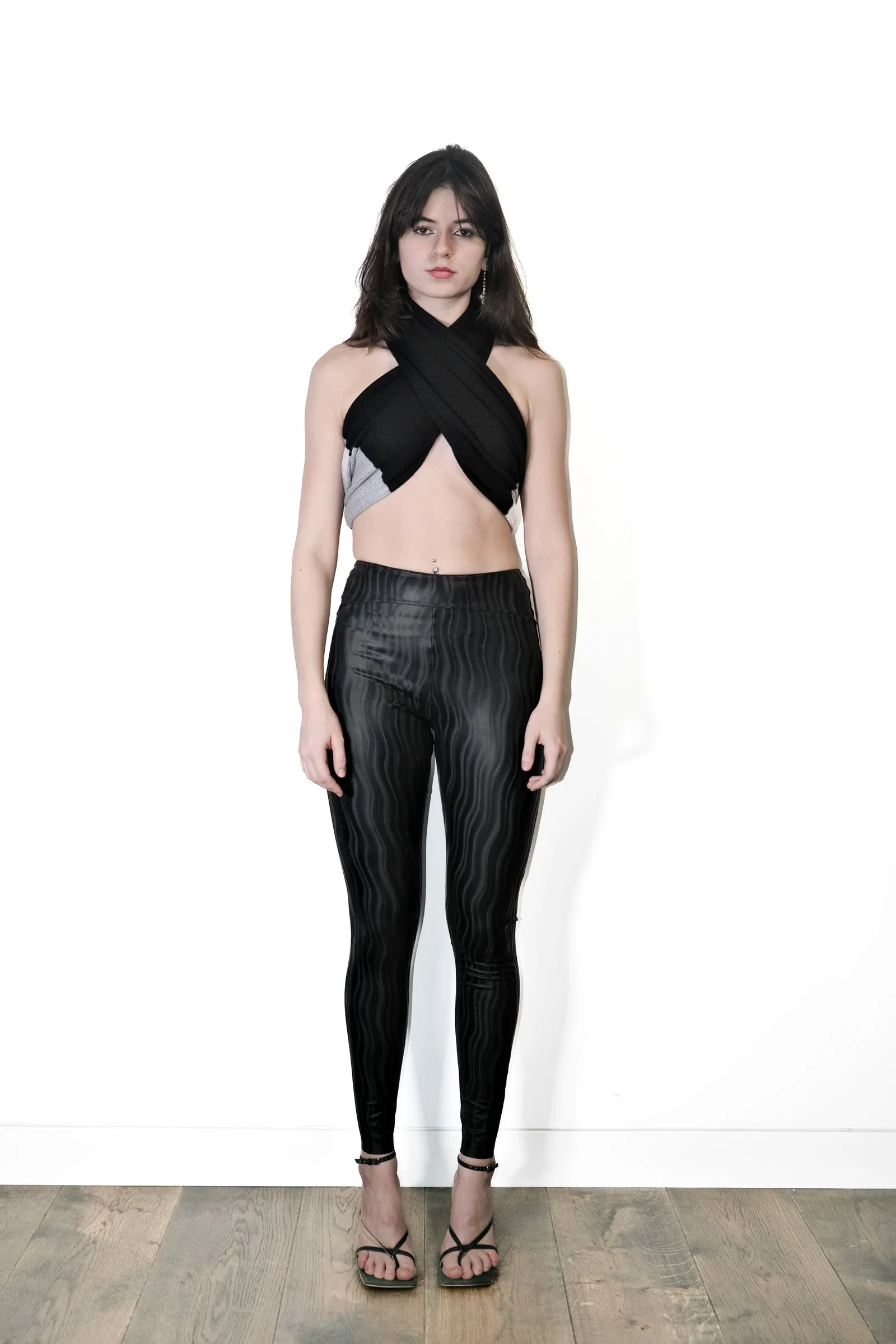Nominal Black 'Wavey' Latex Leggings - Feminine Style