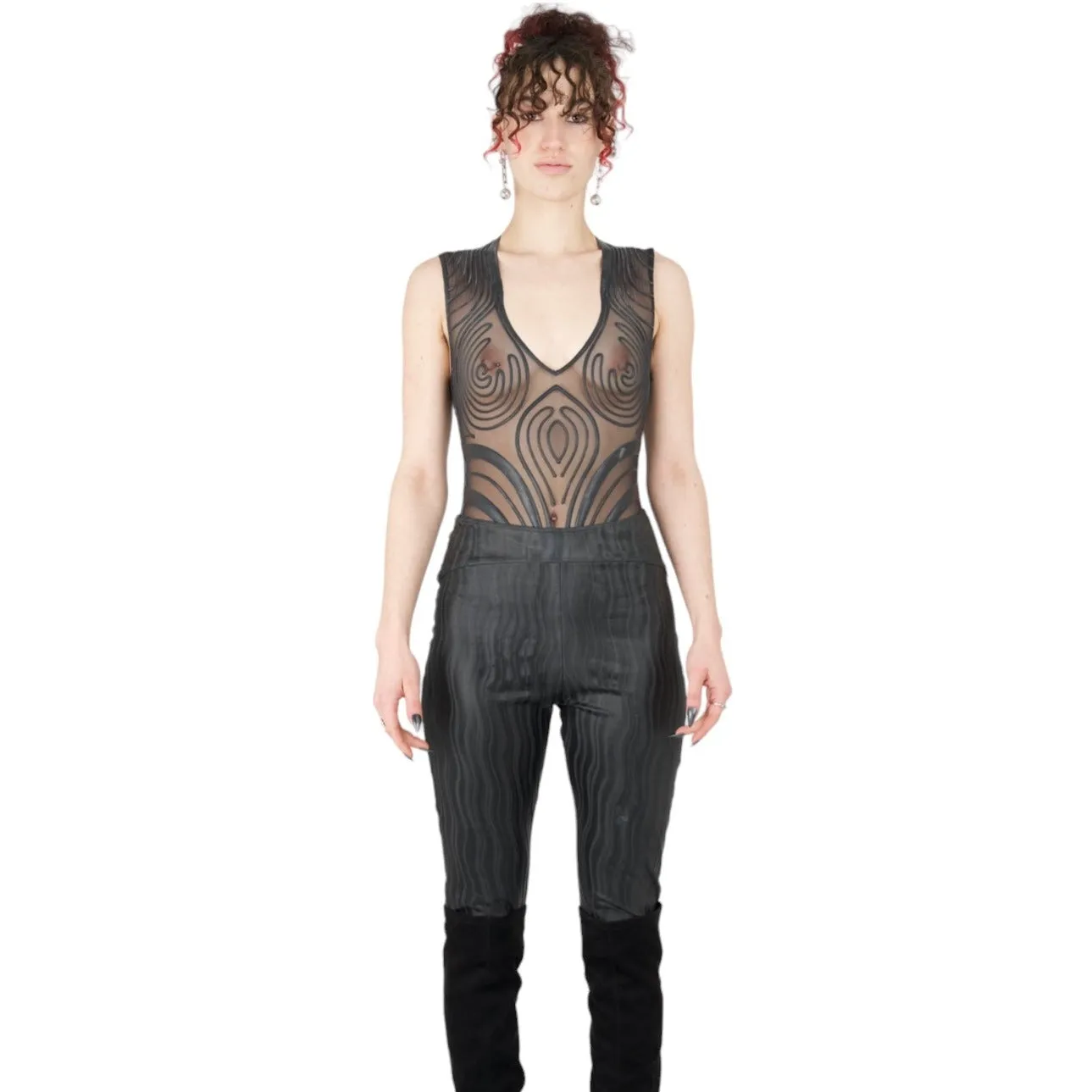 Nominal Black 'Wavey' Latex Leggings - Feminine Style