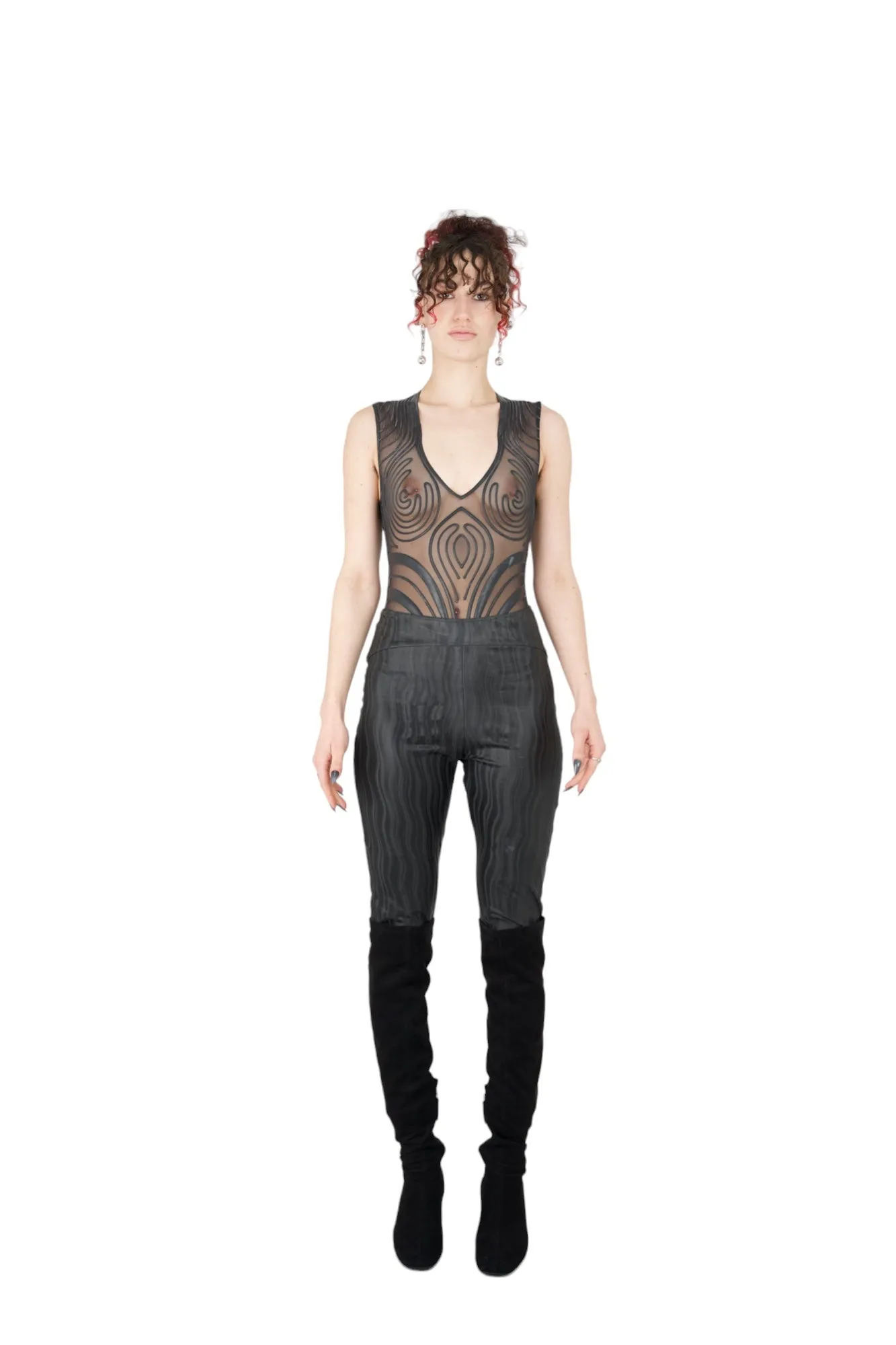 Nominal Black 'Wavey' Latex Leggings - Feminine Style