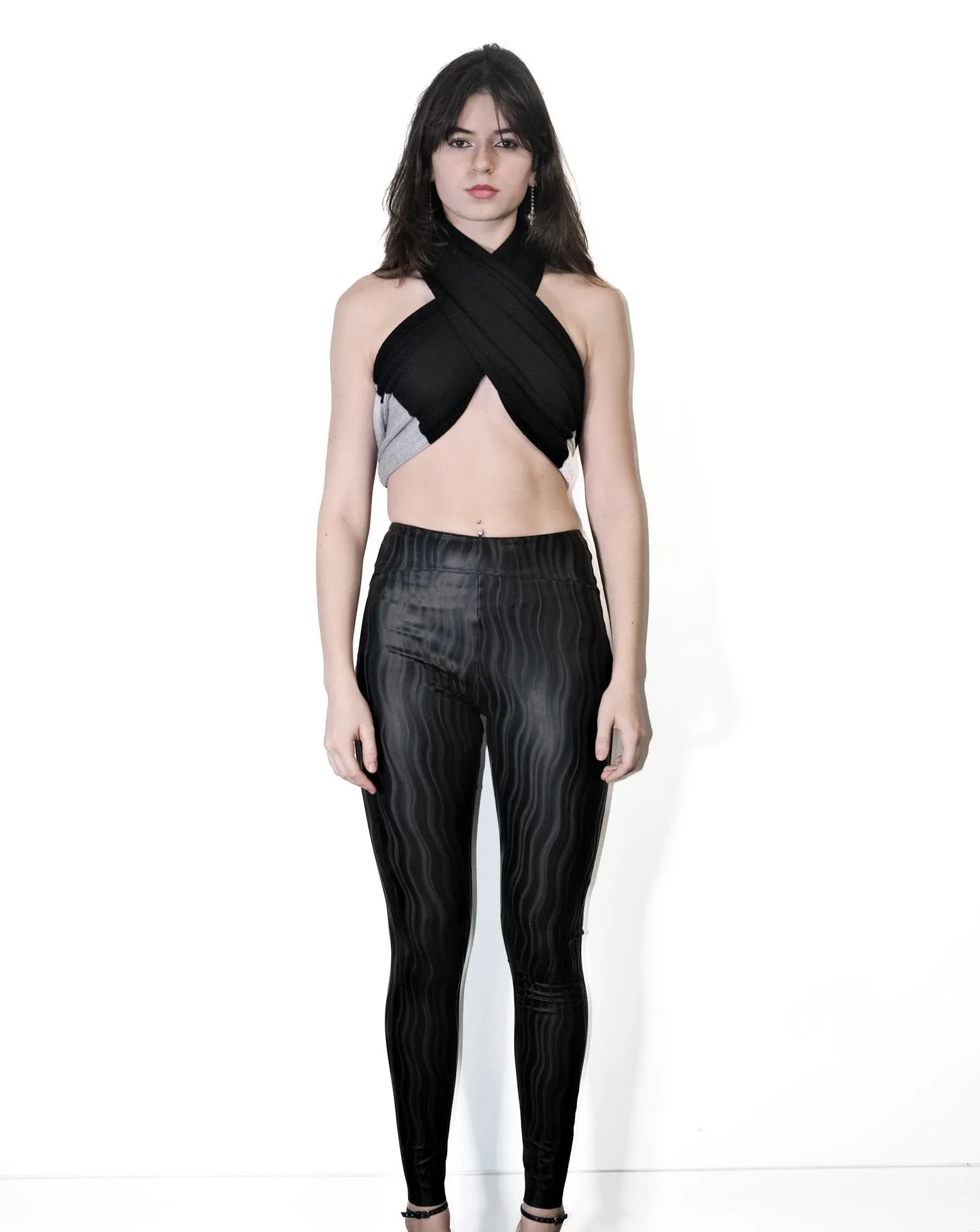 Nominal Black 'Wavey' Latex Leggings - Feminine Style