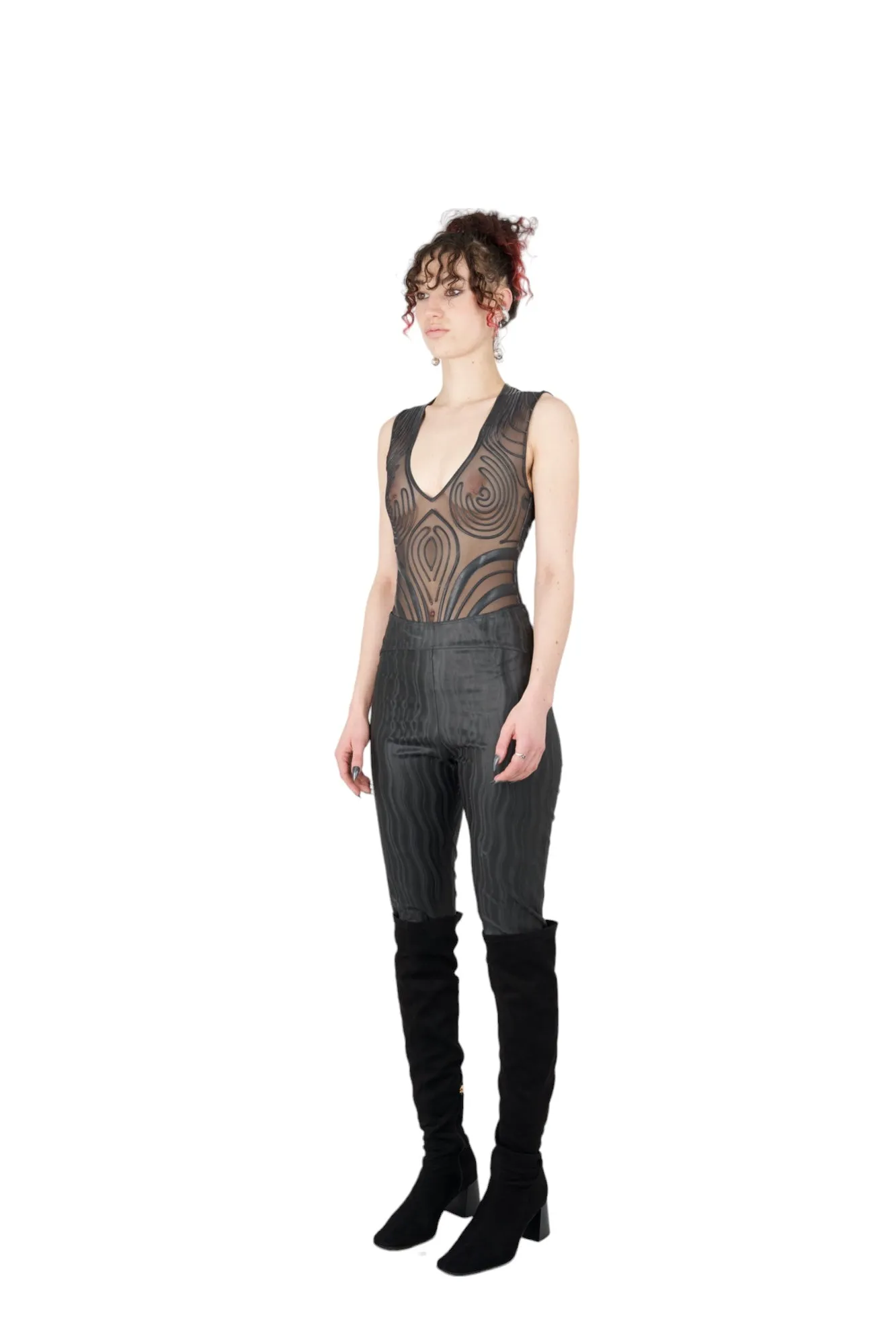Nominal Black 'Wavey' Latex Leggings - Feminine Style