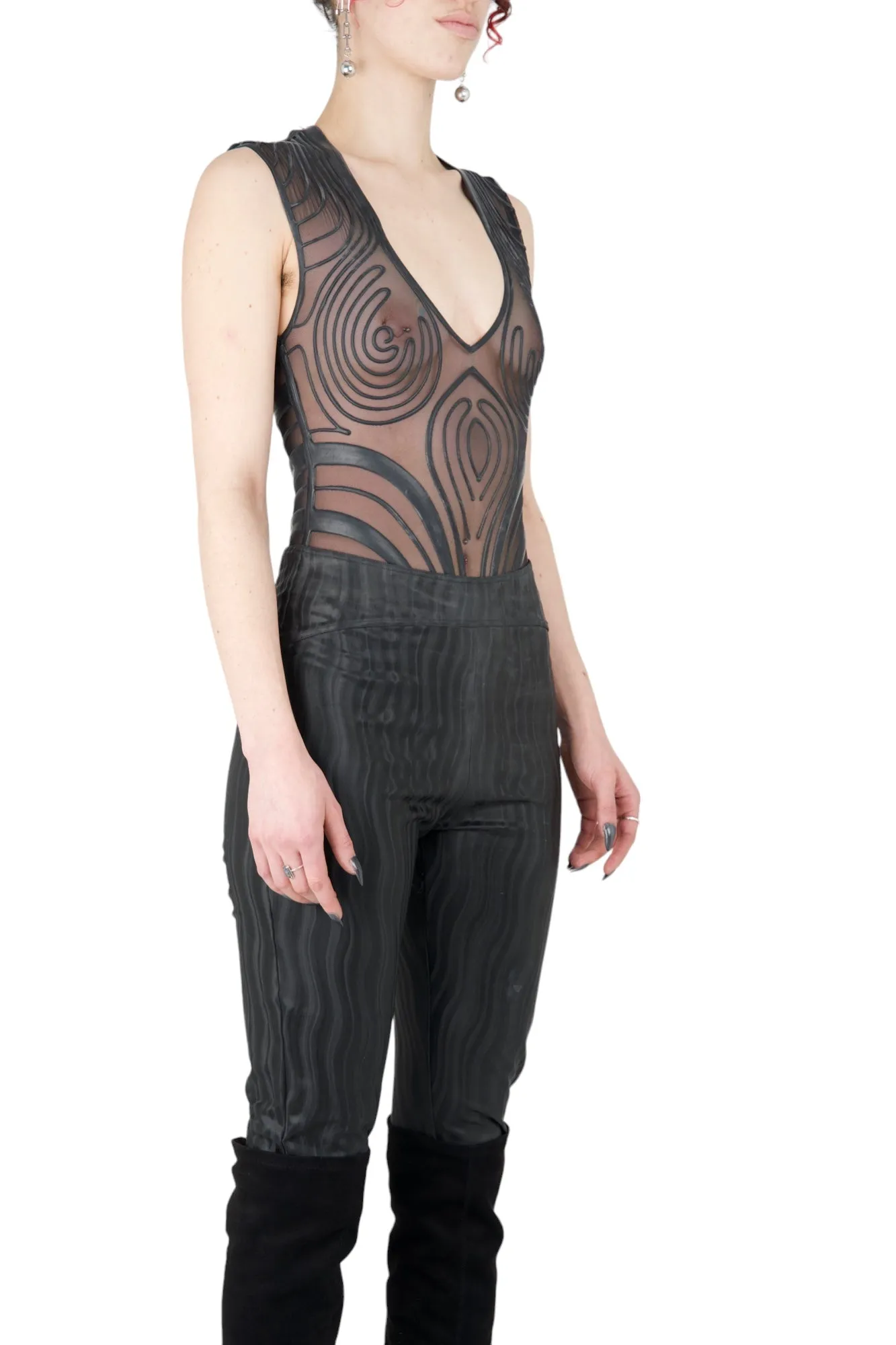 Nominal Black 'Wavey' Latex Leggings - Feminine Style