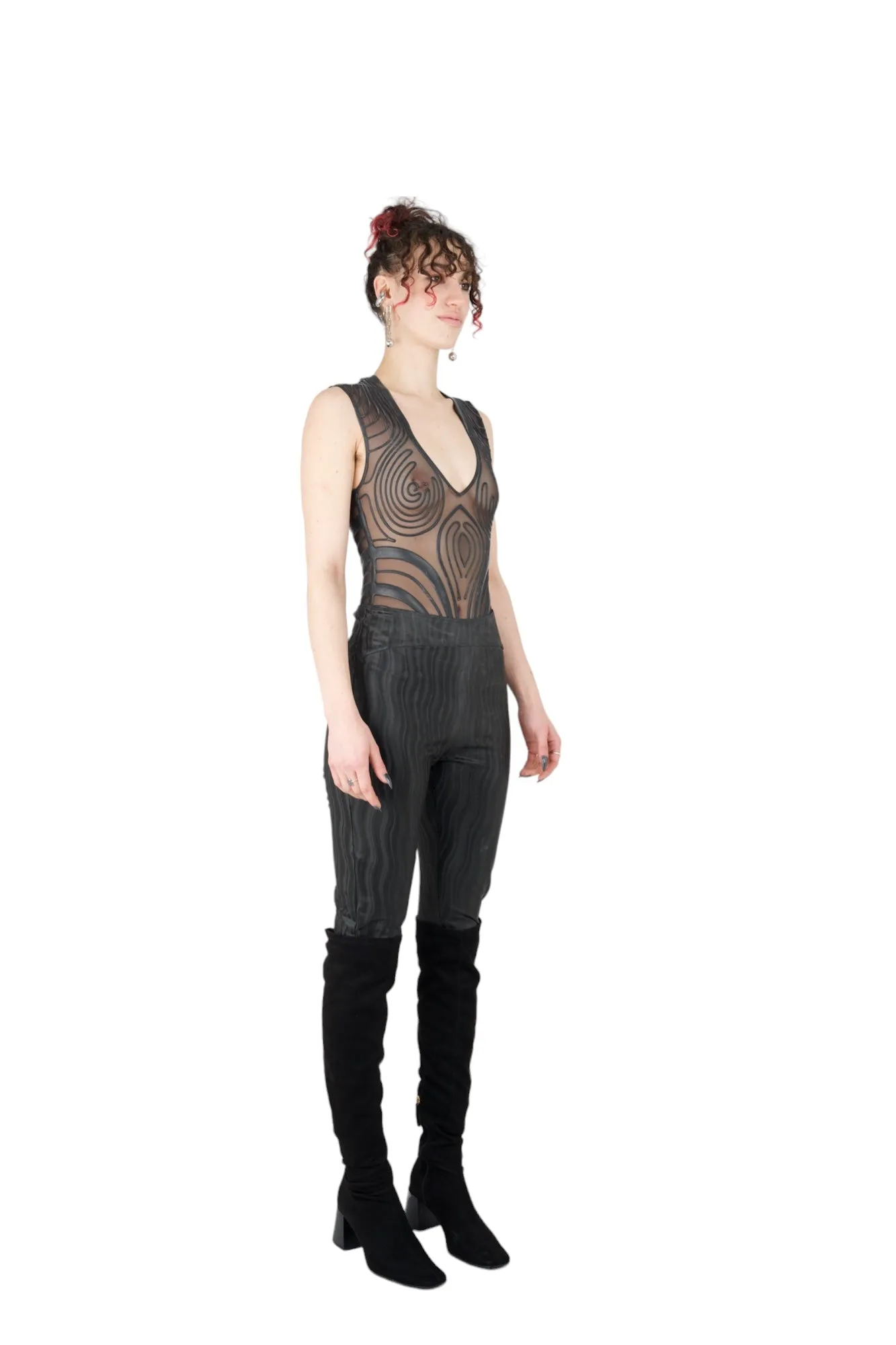 Nominal Black 'Wavey' Latex Leggings - Feminine Style