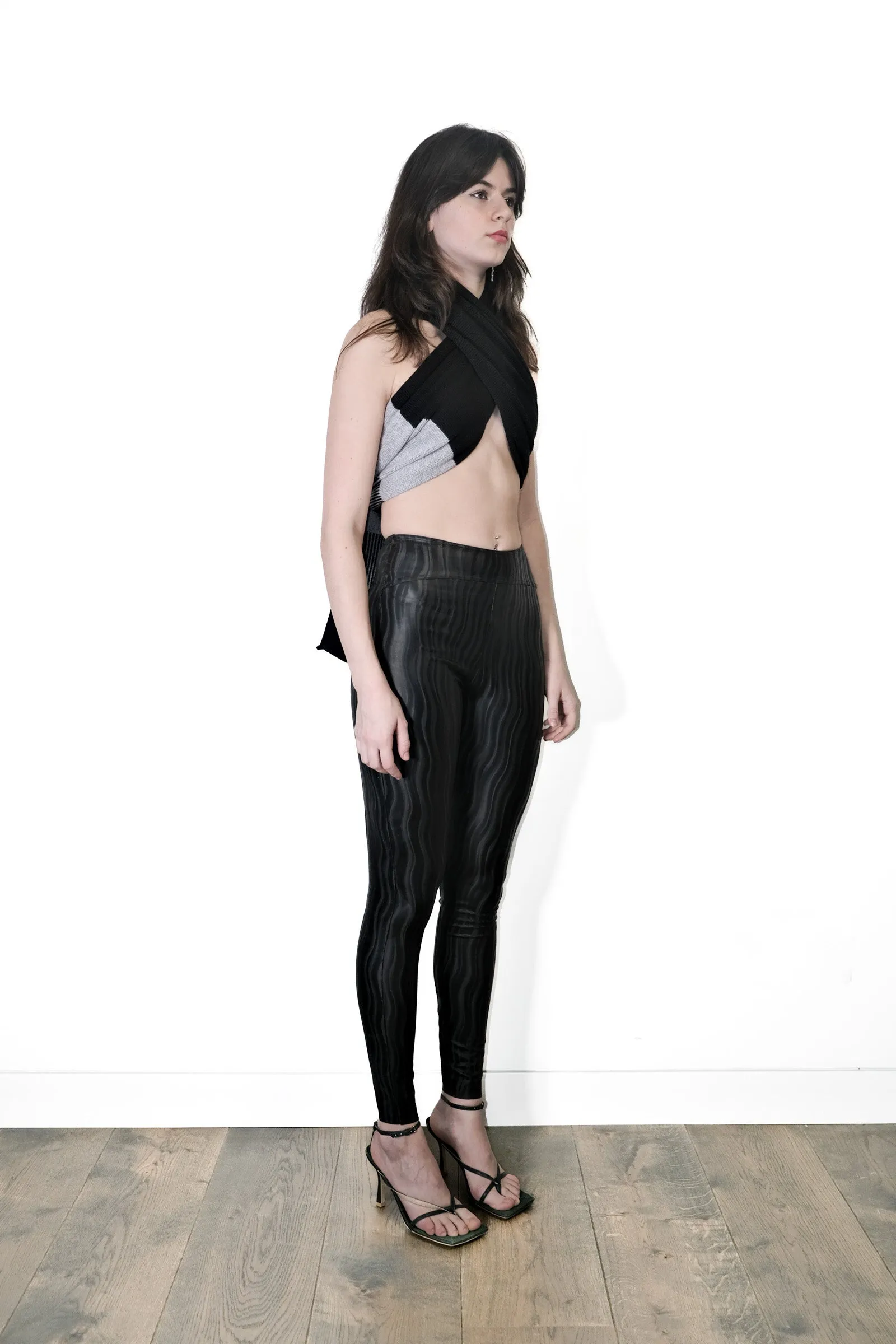 Nominal Black 'Wavey' Latex Leggings - Feminine Style