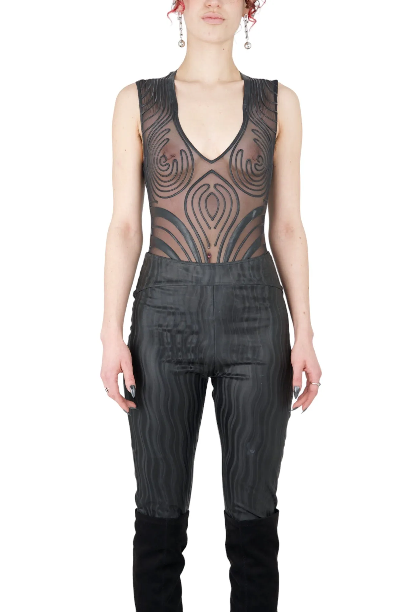 Nominal Black 'Wavey' Latex Leggings - Feminine Style