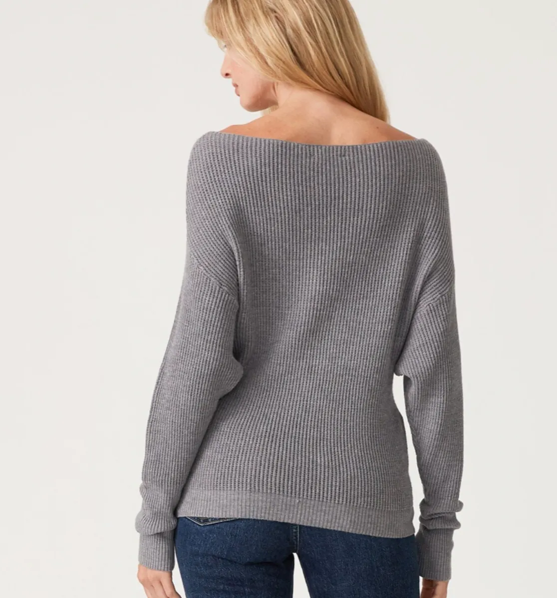 Off Shoulder Waffle Sweater