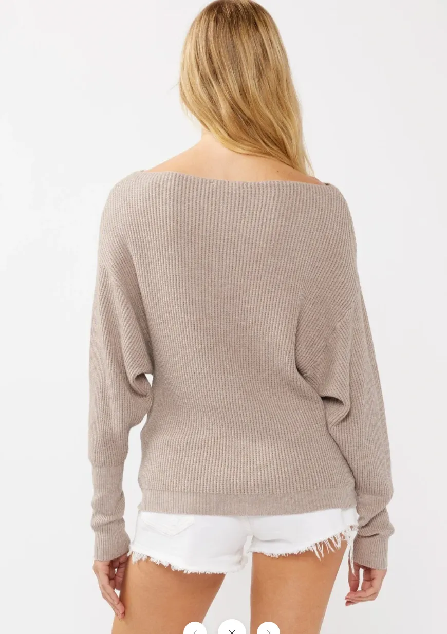 Off Shoulder Waffle Sweater