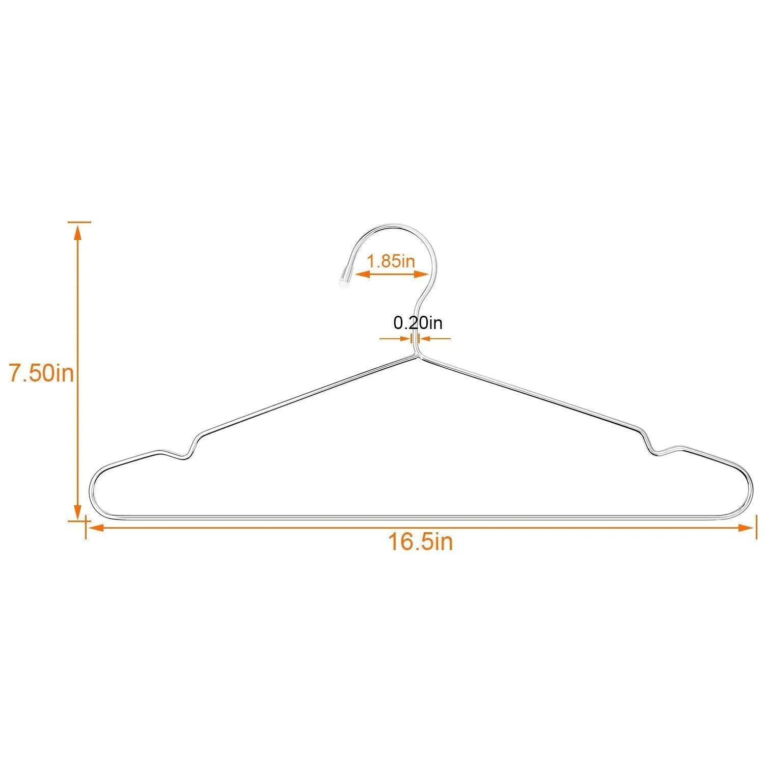 Origa 20 Pack Stainless Steel Strong Metal Wire Hangers, 16.5 inch Coat Hanger, Standard Suit Hangers, Clothes Hanger