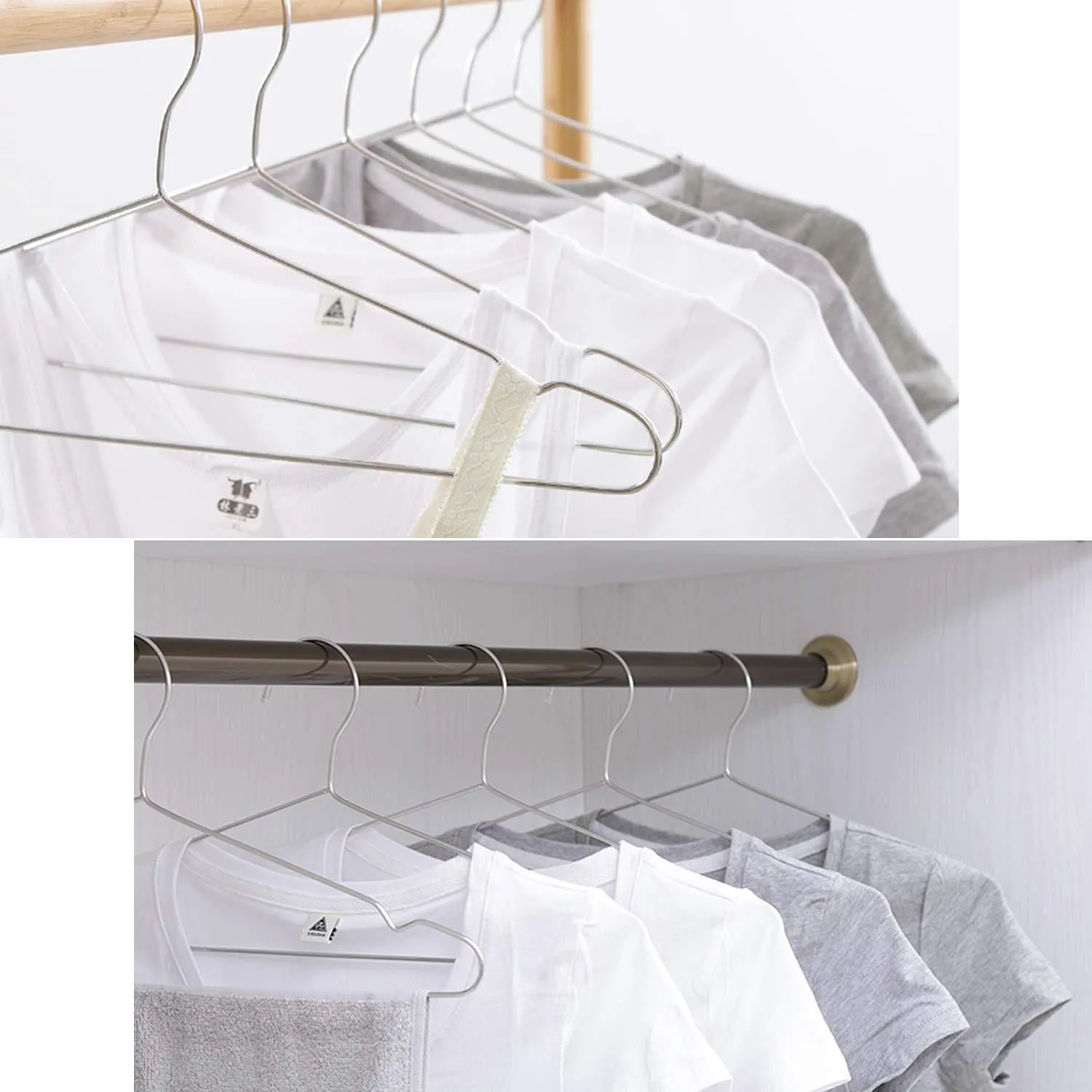 Origa 20 Pack Stainless Steel Strong Metal Wire Hangers, 16.5 inch Coat Hanger, Standard Suit Hangers, Clothes Hanger