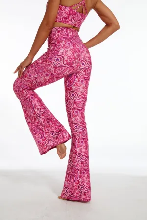 Paisley Groove Women's Flare Yoga Pants – High-Waisted Stretch Bell Bottoms for Workout & Lounge