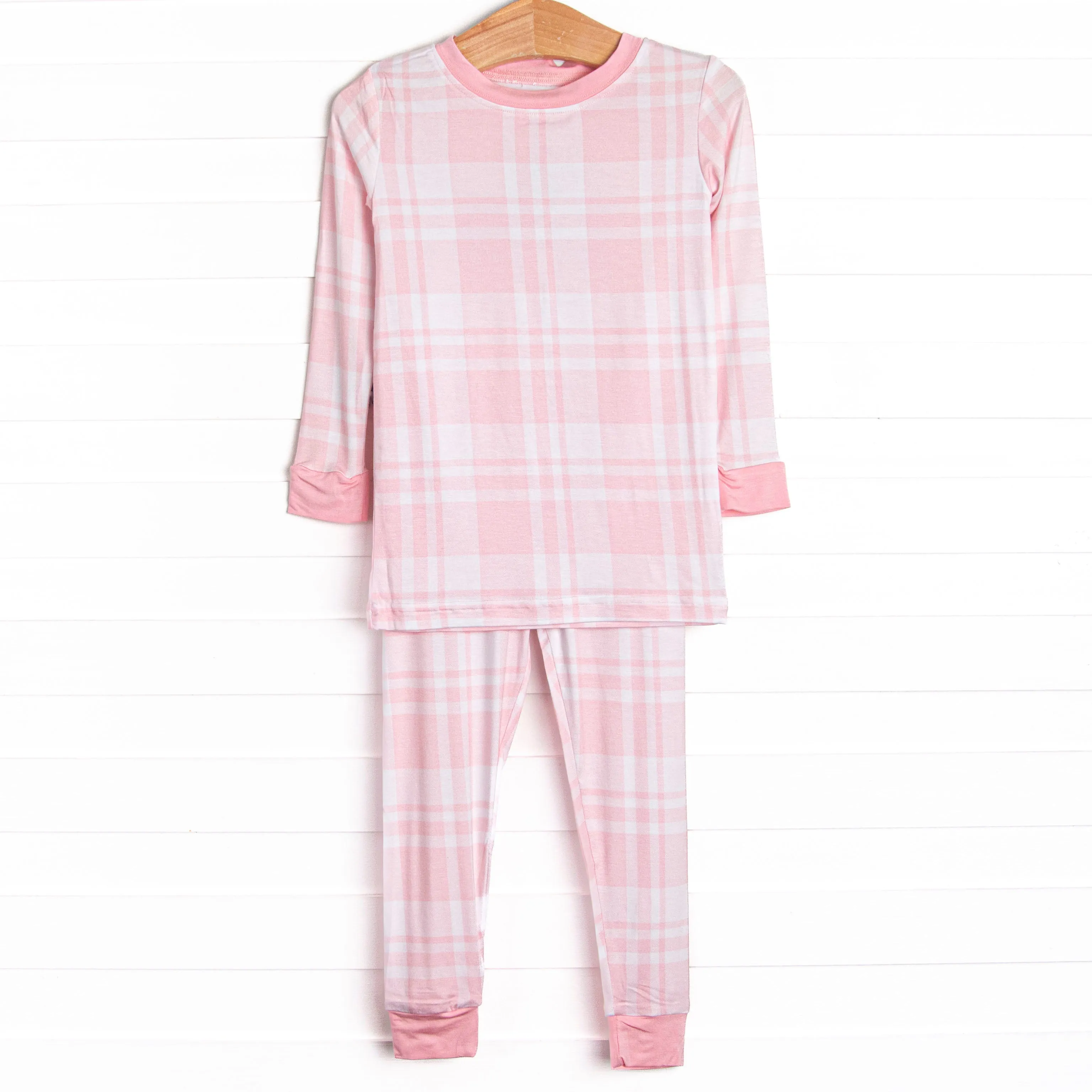 Pajama Plaid Bamboo Pajama Set, Pink